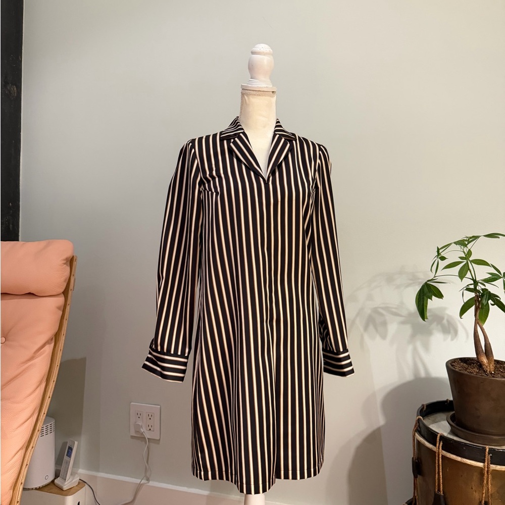 Scotch & Soda Black and White Striped Long Sleeve Dress